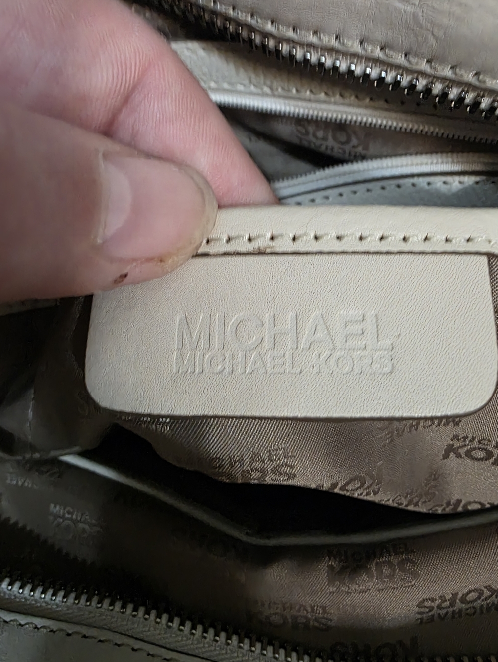 Michael Kors Brown and Cream MK Signature Shoulder Tote - Picture 14 of 16
